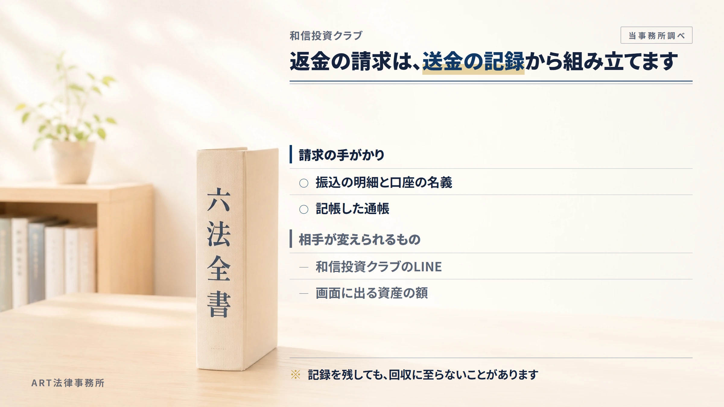 和信投資クラブへの返金請求で手がかりになるもの